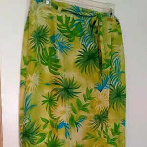 Beautiful Green and Blue Silk Wrap Skirt | Size 16 Worthington